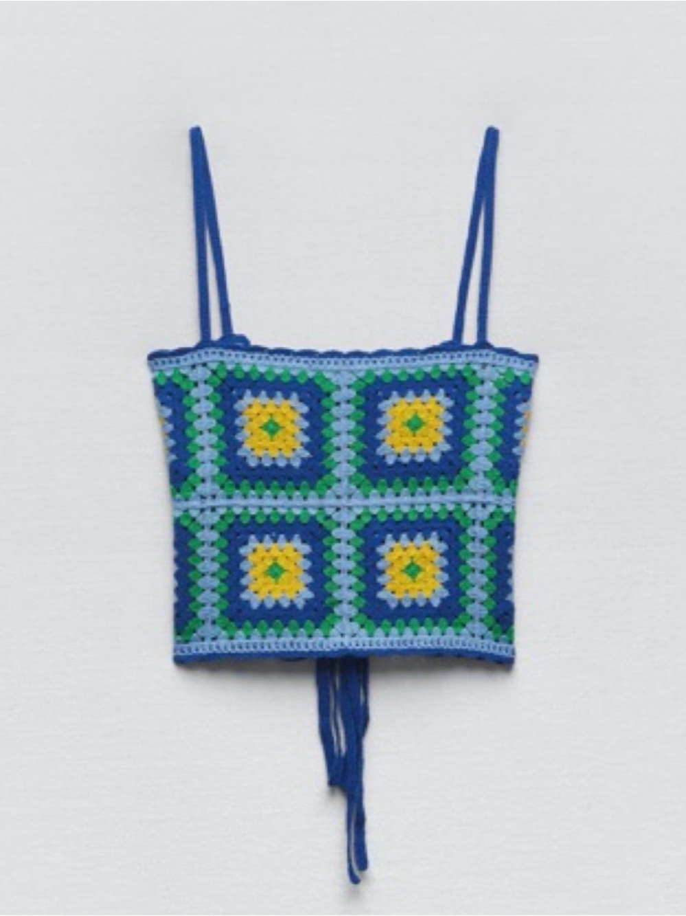 Zara Blue Multi-Color Crochet Crop Top
